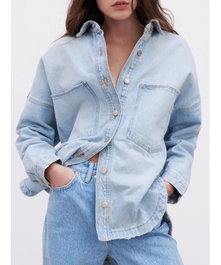 summer new women's clothing Hong Kong style versatile pockets plus size denim shirt jacket jacket $70.15 - Jackets & Coats