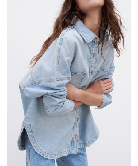 summer new women's clothing Hong Kong style versatile pockets plus size denim shirt jacket jacket $70.15 - Jackets & Coats