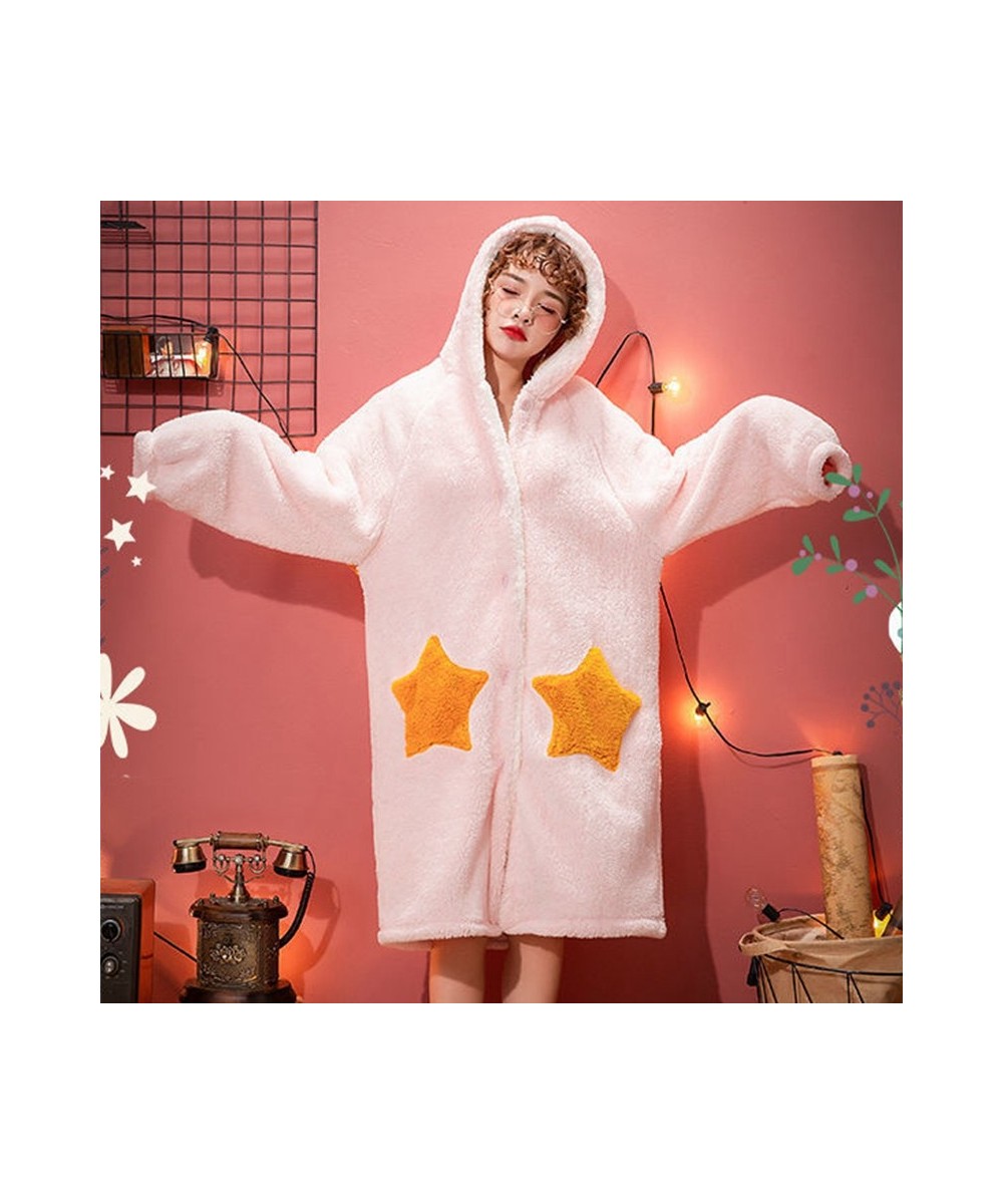 Kawaii Pajamas For Teen Girls Flannel Bathrobe Warm Winter Cartoon Sleepwear Pyjamas Korean Robes with Pants Women Nightwear ...