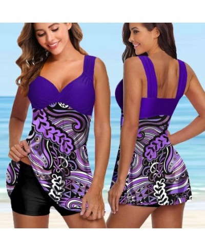 Women Plus Size Sexy Two Pieces Tankini Swimsuit Swimwear Female Print Bikini Brazilian Bather Monokini Bathing Suit Beachwea...