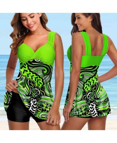 Women Plus Size Sexy Two Pieces Tankini Swimsuit Swimwear Female Print Bikini Brazilian Bather Monokini Bathing Suit Beachwea...