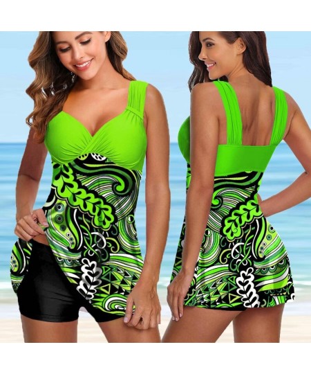 Women Plus Size Sexy Two Pieces Tankini Swimsuit Swimwear Female Print Bikini Brazilian Bather Monokini Bathing Suit Beachwea...