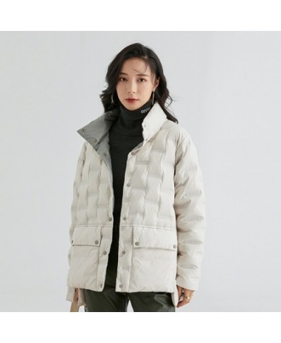 2022 Winter Version Women Light White Duck Down Coat Korean Female Solid Puffer Jacket Thicken Warm Stand Short Lady Outwear ...