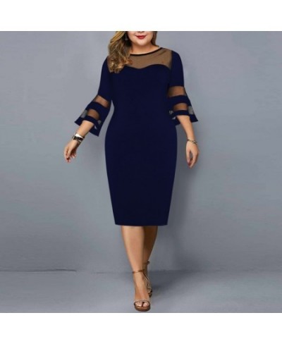 Women Evening Party Dresses 2022 New Elegant Mesh Sleeve Casual Dress Black Women Clothing 5XL $41.97 - Dresses