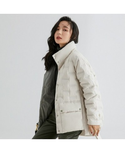 2022 Winter Version Women Light White Duck Down Coat Korean Female Solid Puffer Jacket Thicken Warm Stand Short Lady Outwear ...