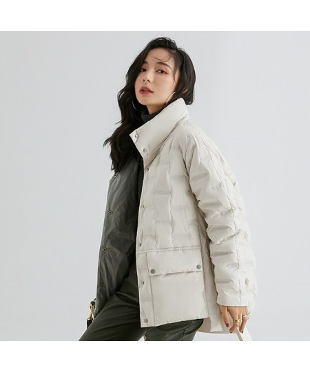 2022 Winter Version Women Light White Duck Down Coat Korean Female Solid Puffer Jacket Thicken Warm Stand Short Lady Outwear ...