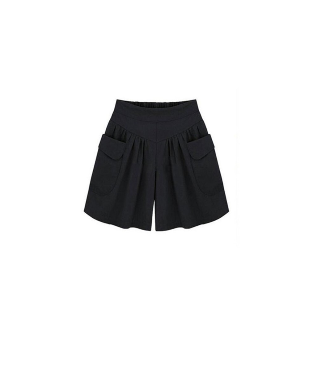 Casual Shorts Women Summer Elastic Waist Loose Black Navy Soft Cotton Femme Street $24.76 - Bottoms