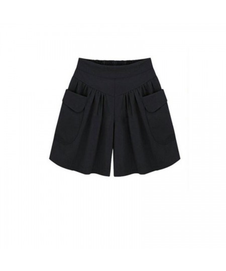 Casual Shorts Women Summer Elastic Waist Loose Black Navy Soft Cotton Femme Street $24.76 - Bottoms