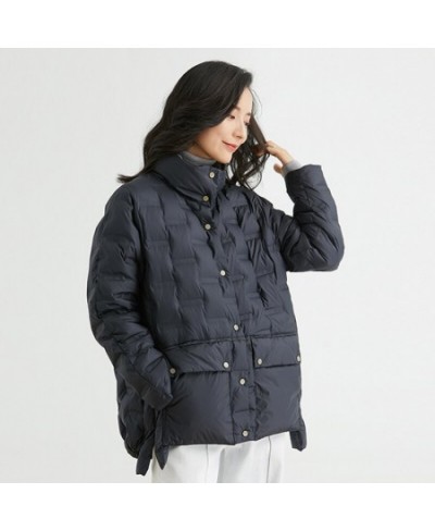 2022 Winter Version Women Light White Duck Down Coat Korean Female Solid Puffer Jacket Thicken Warm Stand Short Lady Outwear ...