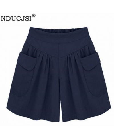 Casual Shorts Women Summer Elastic Waist Loose Black Navy Soft Cotton Femme Street $24.76 - Bottoms