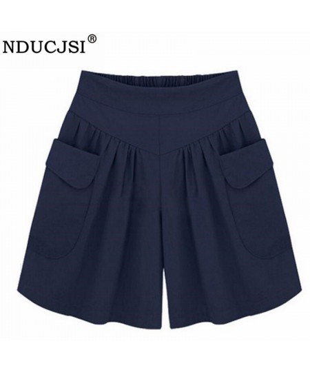 Casual Shorts Women Summer Elastic Waist Loose Black Navy Soft Cotton Femme Street $24.76 - Bottoms