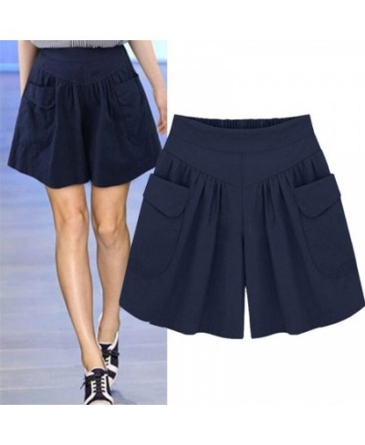 Casual Shorts Women Summer Elastic Waist Loose Black Navy Soft Cotton Femme Street $24.76 - Bottoms