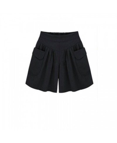 Casual Shorts Women Summer Elastic Waist Loose Black Navy Soft Cotton Femme Street $24.76 - Bottoms