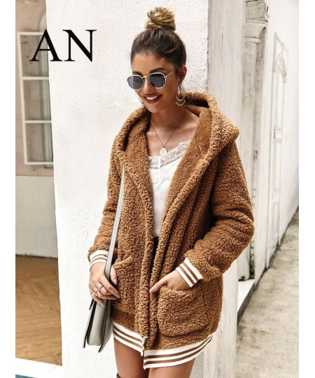 Winter Jackets 2022 Woman Loose Large Casual Hooded Solid Color Woolen Coat Coat Demi-season Jacket for Women Faux Fur Coat $...