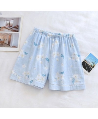 Summer New Ladies Cute Floral Printed Household Shorts Loose Thin Elastic Wasit 100% Gauze Cotton Sleep Bottoms Women Comfort...