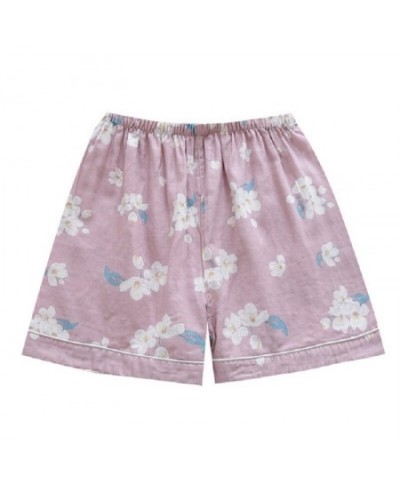 Summer New Ladies Cute Floral Printed Household Shorts Loose Thin Elastic Wasit 100% Gauze Cotton Sleep Bottoms Women Comfort...