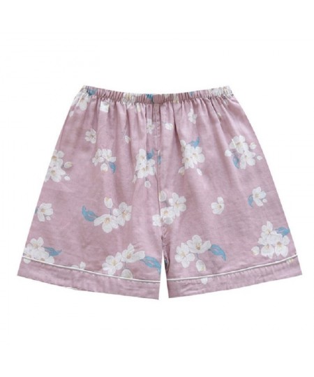 Summer New Ladies Cute Floral Printed Household Shorts Loose Thin Elastic Wasit 100% Gauze Cotton Sleep Bottoms Women Comfort...