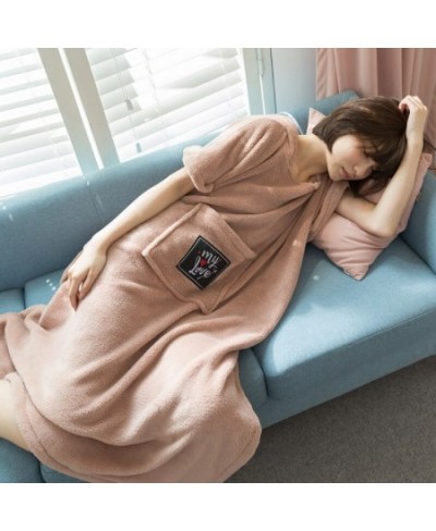 Bath Towel Cape One-piece Hooded Dress robe Home Short Sleeve Soft Cotton Wool Skirt Pyjamas $45.98 - Sleepwears