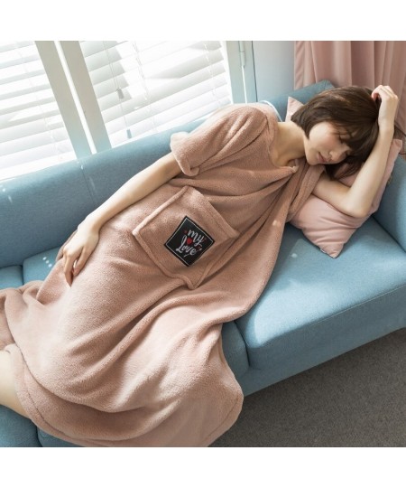 Bath Towel Cape One-piece Hooded Dress robe Home Short Sleeve Soft Cotton Wool Skirt Pyjamas $45.98 - Sleepwears