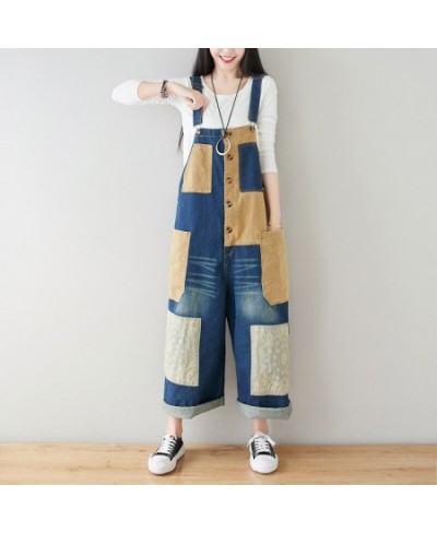 Women Loose Patchwork Bleached Scratched Jumpsuits Ladies Denim Overalls Female 2023 Spring Summer Spliced Rompers Pants $74....