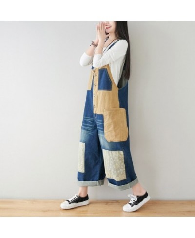 Women Loose Patchwork Bleached Scratched Jumpsuits Ladies Denim Overalls Female 2023 Spring Summer Spliced Rompers Pants $74....