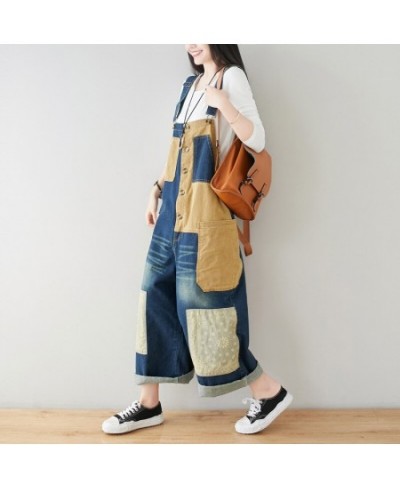 Women Loose Patchwork Bleached Scratched Jumpsuits Ladies Denim Overalls Female 2023 Spring Summer Spliced Rompers Pants $74....