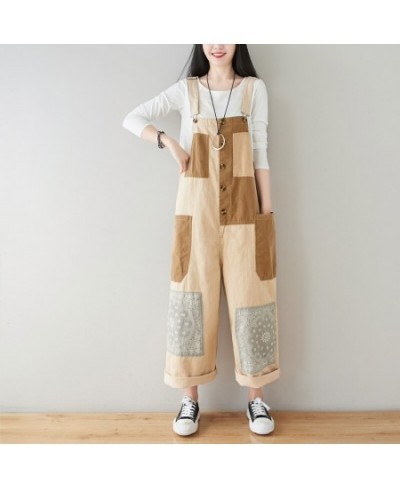 Women Loose Patchwork Bleached Scratched Jumpsuits Ladies Denim Overalls Female 2023 Spring Summer Spliced Rompers Pants $74....