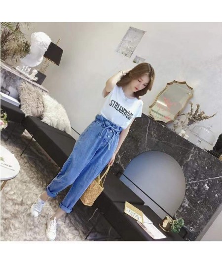 Retro Drawstring High Waist Jeans Women's Invisible Open-Seat Pants Outdoor Convenient Loose Straight Trousers Denim Harem $6...