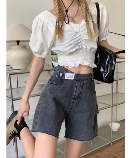 Gradient Hot Girl Denim Shorts Women's Summer Niche Sweet And Cool Loose High Waist A-line Wide-leg Five-point Pants $29.37 -...