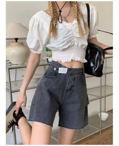 Gradient Hot Girl Denim Shorts Women's Summer Niche Sweet And Cool Loose High Waist A-line Wide-leg Five-point Pants $29.37 -...