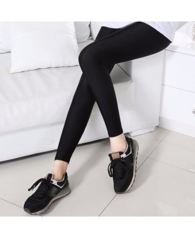 S-5XL Size Women's Summer Bright Pants Wear Thin Ice Silk Bright Black Push-up Slim High Waist Stretch Large Size Tights $20....