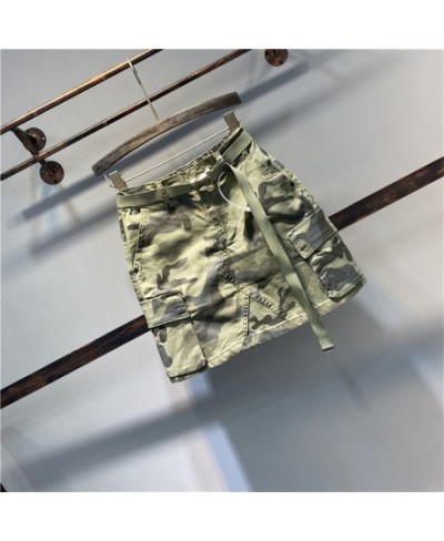 Camouflage Denim Skirt Women Streetwear Spring Summer New Elasticity High Waist Fashion Casual Big Pocket All-match Jean Skir...