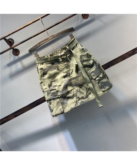 Camouflage Denim Skirt Women Streetwear Spring Summer New Elasticity High Waist Fashion Casual Big Pocket All-match Jean Skir...