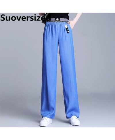 Summer Oversized 4xl Ice Silk Wide Leg Jeans For Women Baggy Casual Thin Vaqueros Fashion High Waist Straight Pantalones $32....