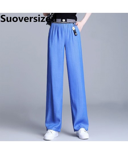 Summer Oversized 4xl Ice Silk Wide Leg Jeans For Women Baggy Casual Thin Vaqueros Fashion High Waist Straight Pantalones $32....