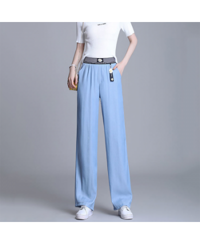 Summer Oversized 4xl Ice Silk Wide Leg Jeans For Women Baggy Casual Thin Vaqueros Fashion High Waist Straight Pantalones $32....