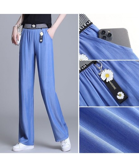 Summer Oversized 4xl Ice Silk Wide Leg Jeans For Women Baggy Casual Thin Vaqueros Fashion High Waist Straight Pantalones $32....