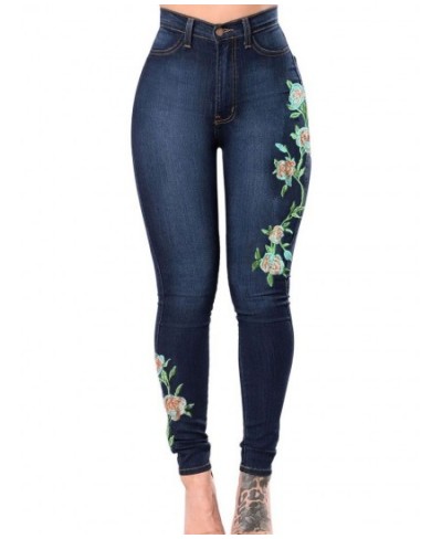 2023 New Women's High Waist Embroidered Jeans Fashion Slim Stretch Denim Pencil Pants Casual Female Clothing S-3XL $39.85 - J...