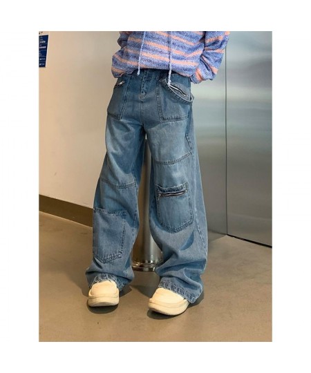 Cargo Pants Women Jeans Vintage Street Distressed Wash Baggy Jeans Women Clothing Casual Wide Leg High Waisted Jeans Woman $5...