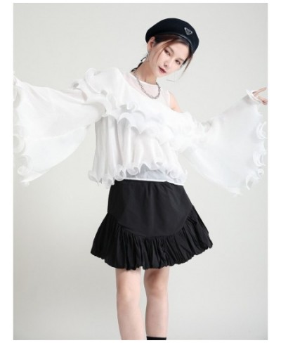 Elastic high waist bubble flower bud cloud short skirt thin design sense half skirt summer a word skirts $52.55 - Skirts