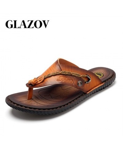 Plus size 38-47 Summer Men Flip Flops Handmade Leather Slippers Anti-slip Zapatos Hombre Casual Shoes $47.56 - Underwear