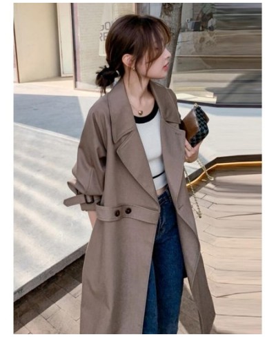 Fashion Korean Style Khaki Trench Coat For Women Long Sleeve Single Button Windbreaker 2023 New Spring Clothing 2Q1409 $111.2...