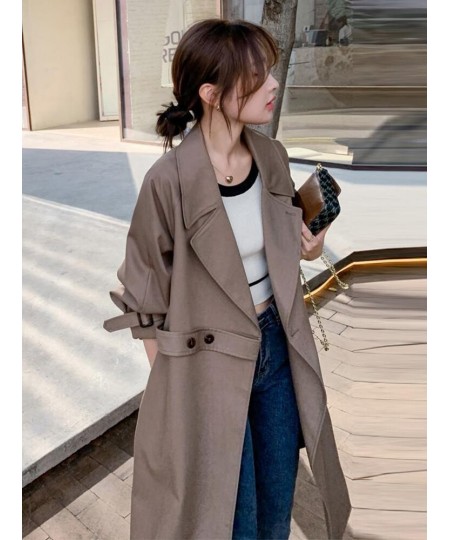 Fashion Korean Style Khaki Trench Coat For Women Long Sleeve Single Button Windbreaker 2023 New Spring Clothing 2Q1409 $111.2...