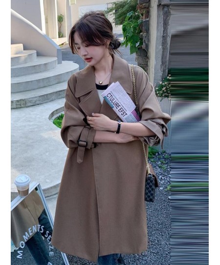 Fashion Korean Style Khaki Trench Coat For Women Long Sleeve Single Button Windbreaker 2023 New Spring Clothing 2Q1409 $111.2...