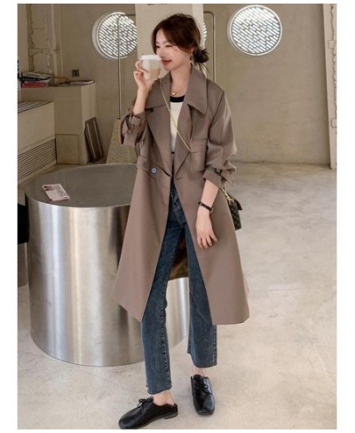 Fashion Korean Style Khaki Trench Coat For Women Long Sleeve Single Button Windbreaker 2023 New Spring Clothing 2Q1409 $111.2...