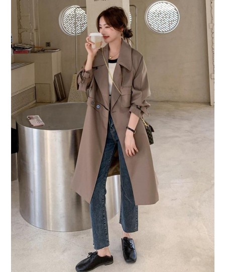 Fashion Korean Style Khaki Trench Coat For Women Long Sleeve Single Button Windbreaker 2023 New Spring Clothing 2Q1409 $111.2...