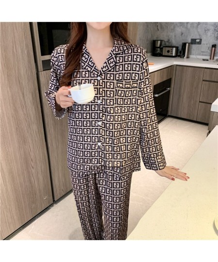 Silk Pajamas Women's Summer Long Sleeve Trousers Two-piece Set Fashionable Wearable Ladies Thin Casual Homewear Suit Sexy Pjs...