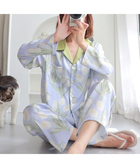 Silk Pajamas Women's Summer Long Sleeve Trousers Two-piece Set Fashionable Wearable Ladies Thin Casual Homewear Suit Sexy Pjs...