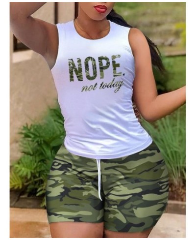 Nope Not Today Camouflage Print Casual Tank Top & Shorts Set $49.10 - Suits & Sets