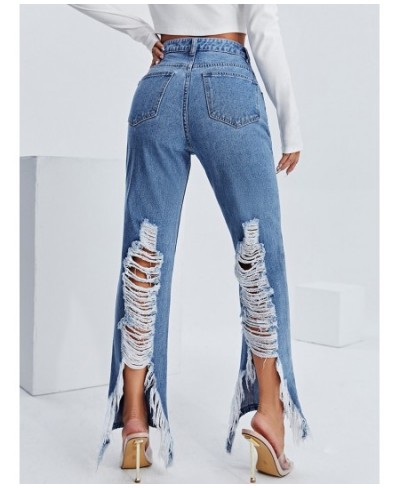 2023 Fashion Y2k Hole Washed Pants High Waist Women's Jeans 100% Cotton Ripped Jeans Femme Casual Denim Pants Trouser $57.62 ...